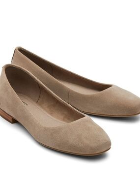 Toms Taupe Suede Ballet Flats